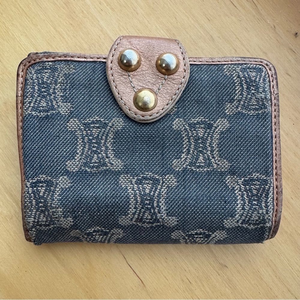 Celine Blue and Tan Wallet
